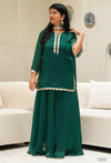 ✨Emerald Aura Royale Banarasi Tissue Silk Sharara Set