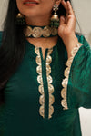 ✨Emerald Aura Royale Banarasi Tissue Silk Sharara Set