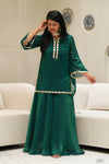 ✨Emerald Aura Royale Banarasi Tissue Silk Sharara Set