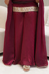 ✨Ruhani Royale Wine Banarasi Tissue Silk Sharara Set