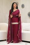 ✨Ruhani Royale Wine Banarasi Tissue Silk Sharara Set