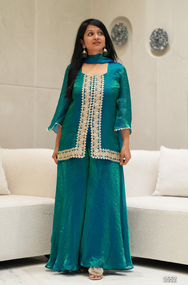 ✨Neeltara Royale Banarasi Tissue Silk Sharara Set