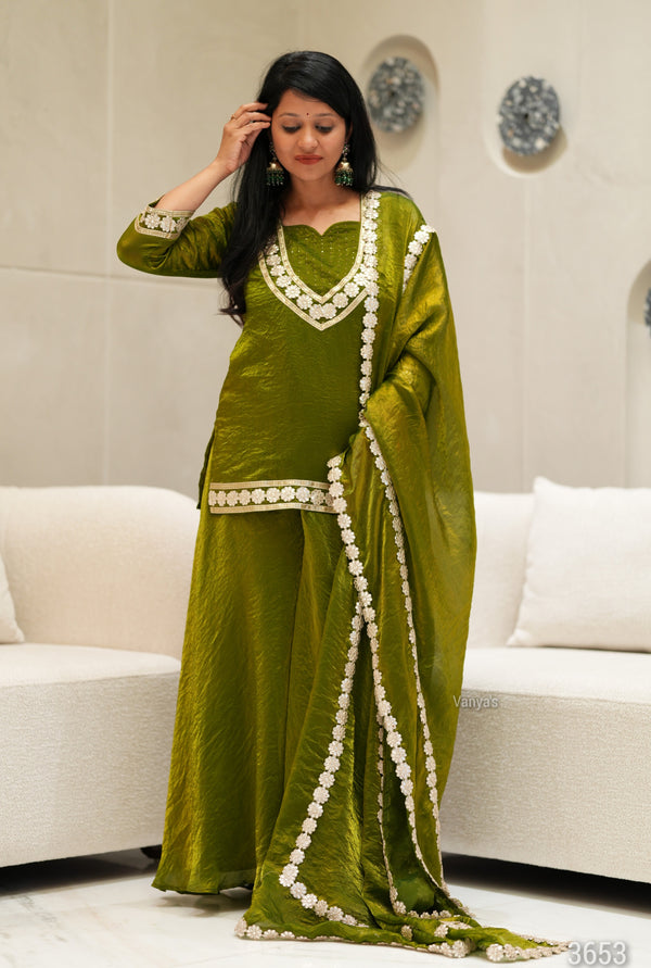 ✨Haritara Royale Banarasi Tissue Silk Sharara Set