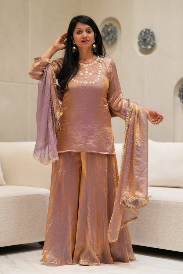 ✨Kanakpriya Royale Banarasi Tissue Silk Sharara Set