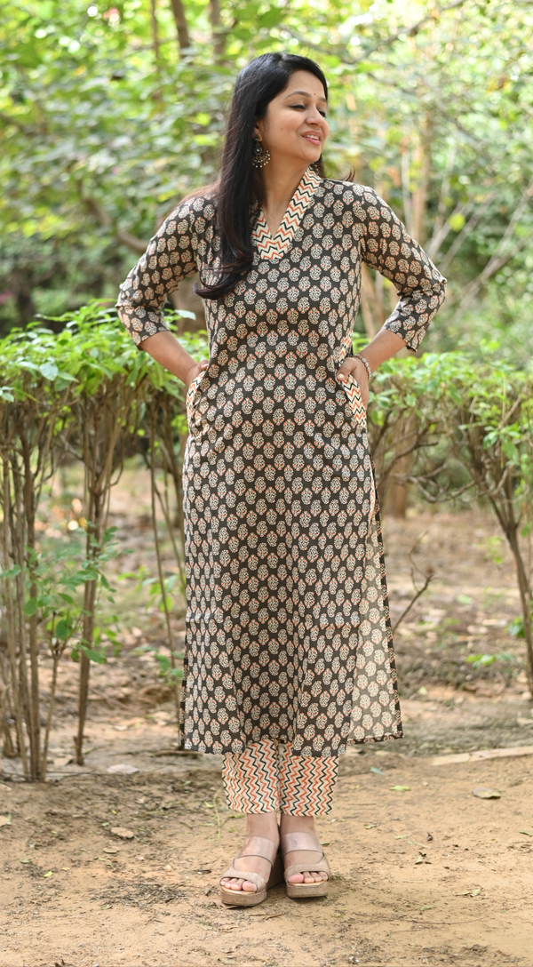 Saanvi Brown Kurta Pant Sets