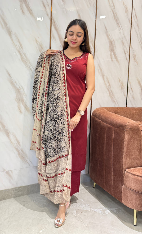 Saurini cotton kalamkari suit sets
