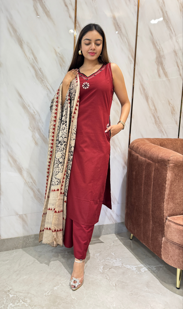 Saurini cotton kalamkari suit sets