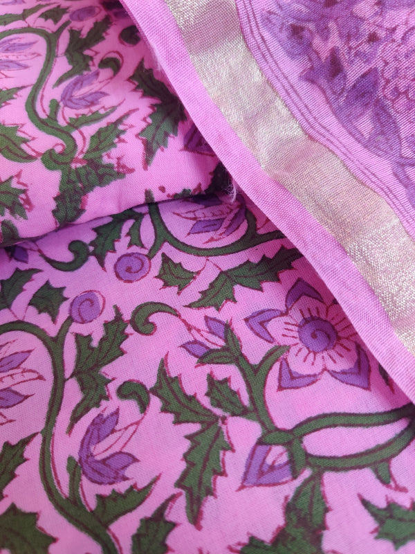 Valli Elegant Floral Pink Hand Block Salwar Suit