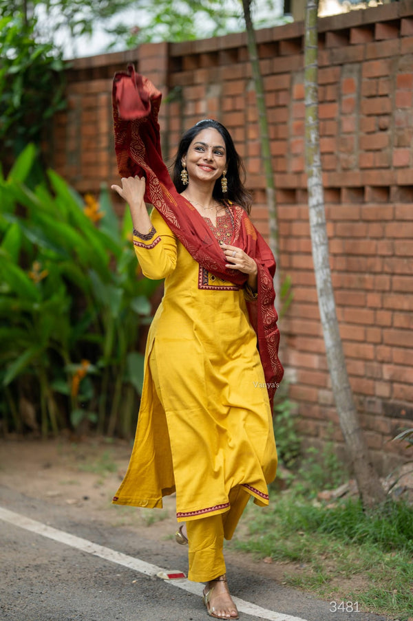 Nishita yellow Grace Set with Dupatta