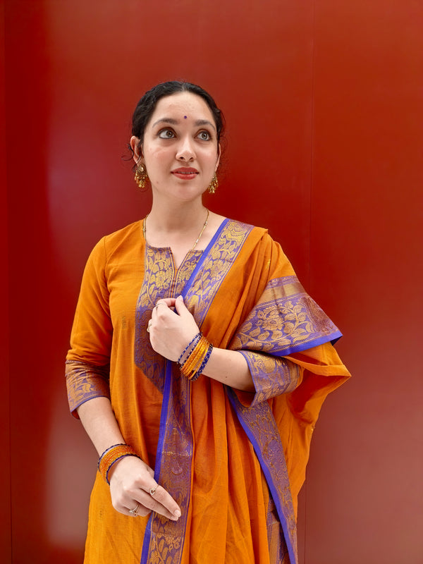 🌸Kanchi Glow – Radiant Orange Elegance