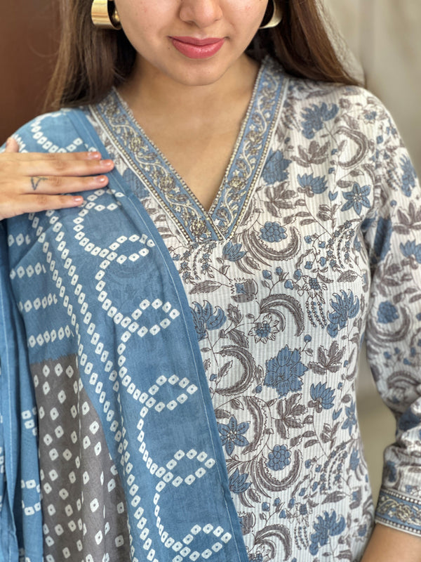 Abhita Sky Blossom Kurta Suit Set