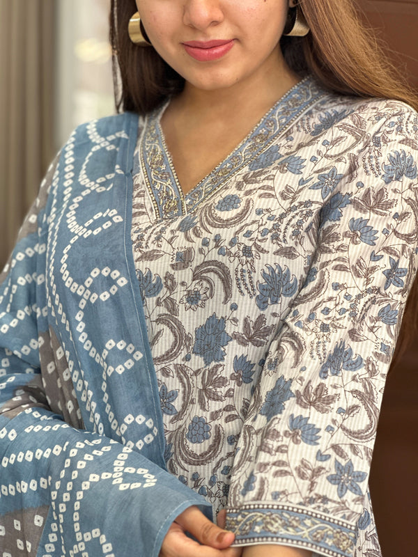 Abhita Sky Blossom Kurta Suit Set