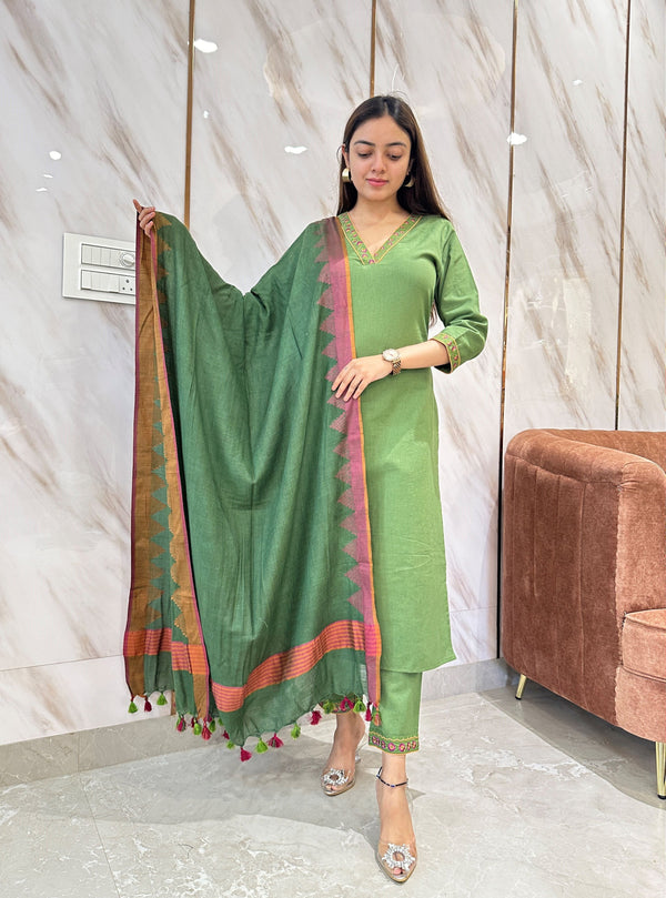 Nutaan Olive Grace Kurta Suit Set