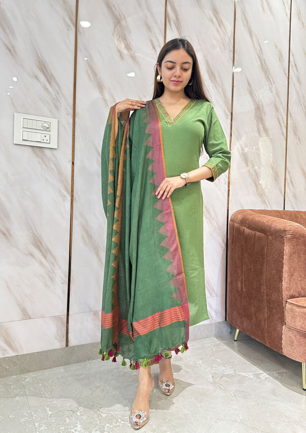 Nutaan Olive Grace Kurta Suit Set