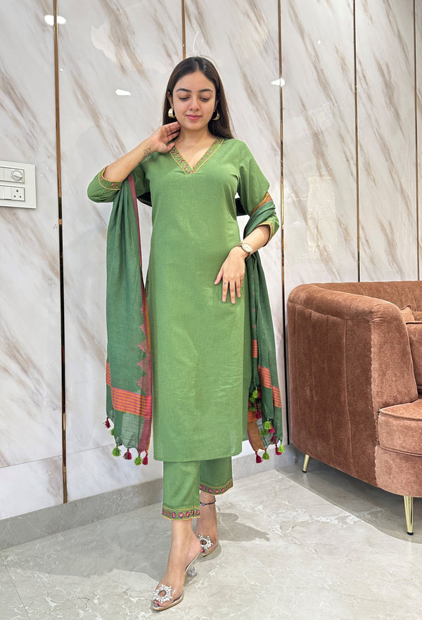 Nutaan Olive Grace Kurta Suit Set