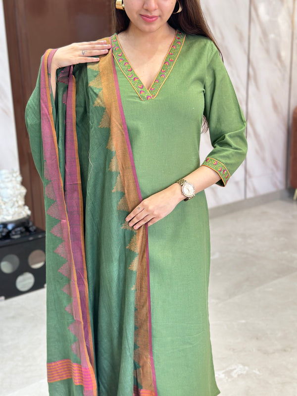 Nutaan Olive Grace Kurta Suit Set