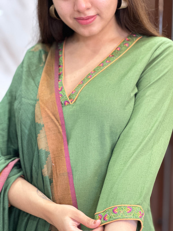 Nutaan Olive Grace Kurta Suit Set