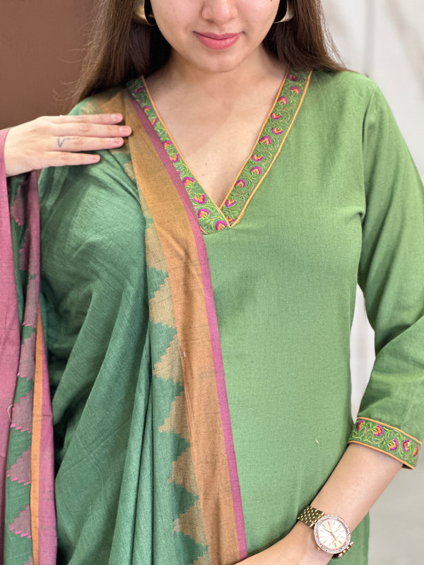 Nutaan Olive Grace Kurta Suit Set