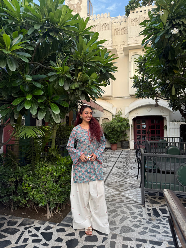 Meher Floral Kurta with Embroidered Farsi Pajama Set
