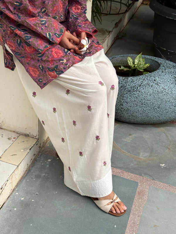 Ruhani Hand Block Kurta with Embroidered Farsi Set
