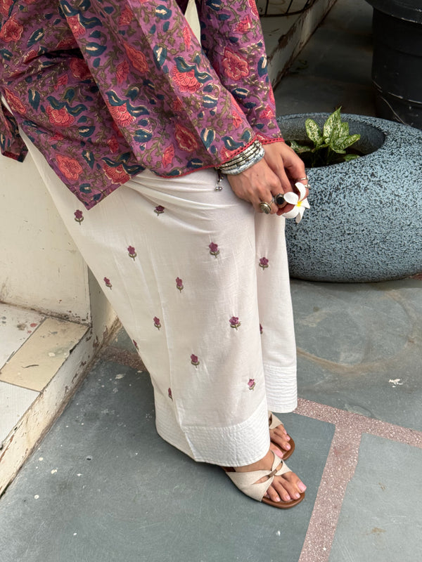 Ruhani Hand Block Kurta with Embroidered Farsi Set
