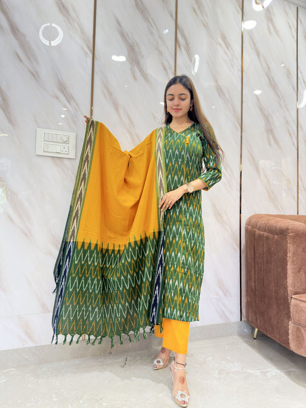 Sundari Sunset Ikkat Suit Set