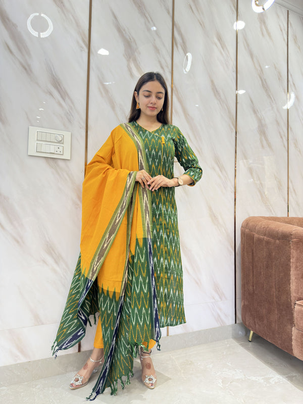 Sundari Sunset Ikkat Suit Set