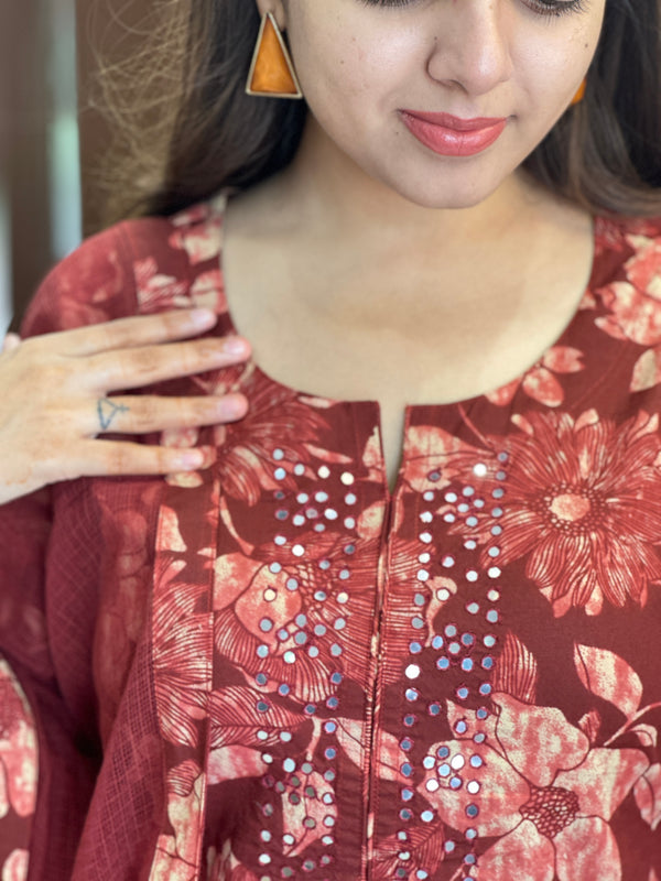 Charvi Rustic Floral Print Cotton Kurta Set