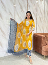 Laya Mustard Hand Block Batik Print Kurta Suit Set