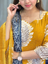 Laya Mustard Hand Block Batik Print Kurta Suit Set