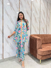 Nandini Floral Print Aqua Co-ord Set