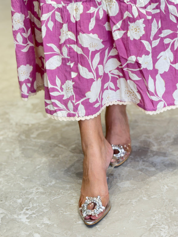 Naysha Mauve Floral Print Cotton Gown