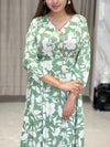 Naysha Green Floral Print Cotton Gown