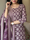 Saanchi Purple Printed Ethnic Suit