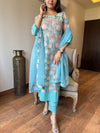 Charvi Aqua Floral Print Cotton Kurta Set