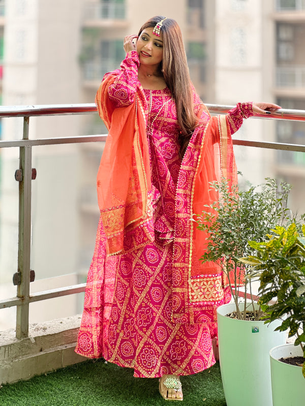 Sharvani Ghatchola Kota Doria Anarkali suit set