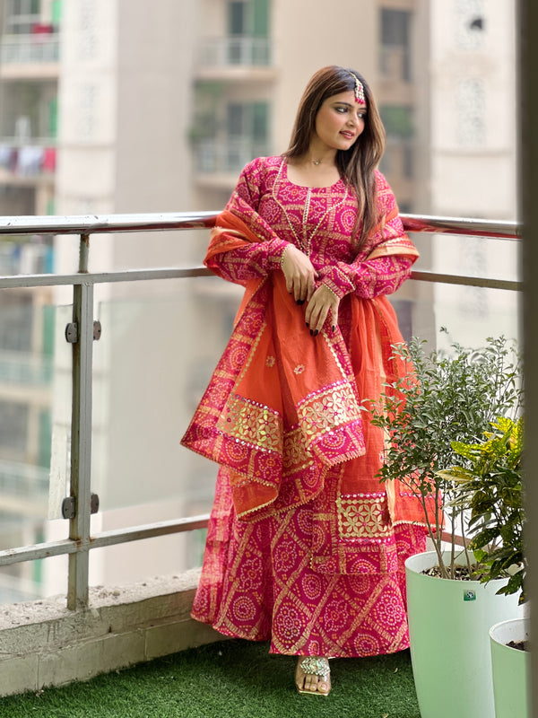 Sharvani Ghatchola Kota Doria Anarkali suit set