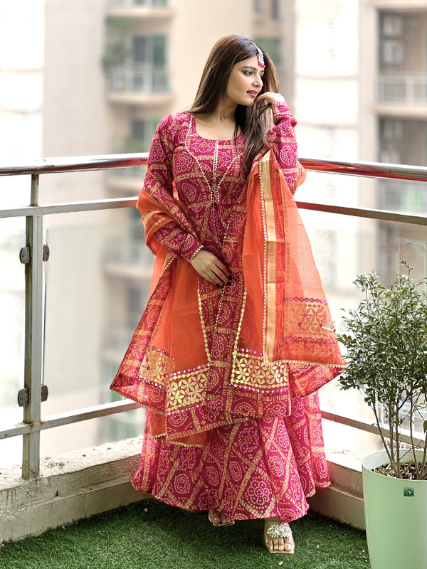 Sharvani Ghatchola Kota Doria Anarkali suit set