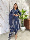 Zeenat Indigo Floral Kurta pant Set