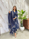 Zeenat Indigo Floral Kurta pant Set
