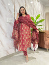 Nirvana Crimson Bloom Kurta Suit Set
