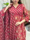 Nirvana Crimson Bloom Kurta Suit Set