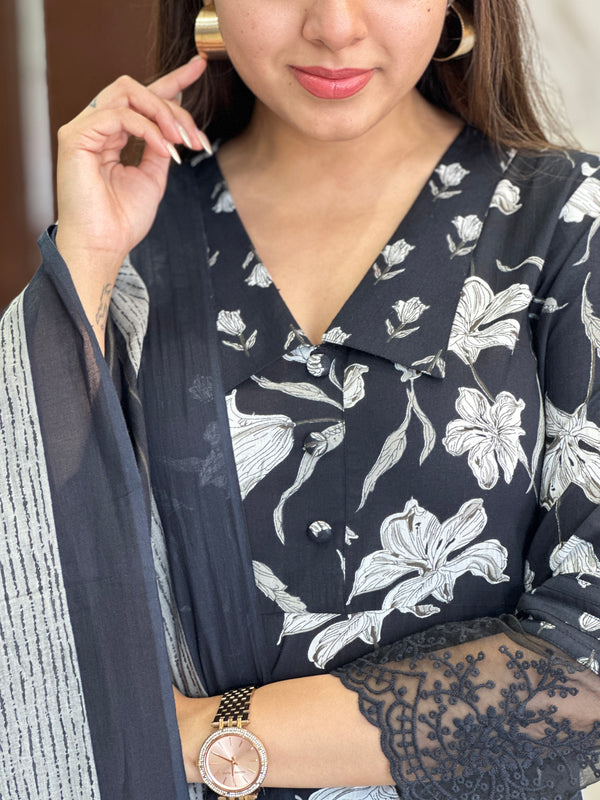 Vedika Midnight Blossom Kurta Suit Set