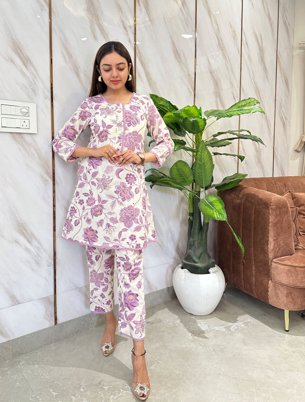 Tishya Lavender Blossom Co-ord Set