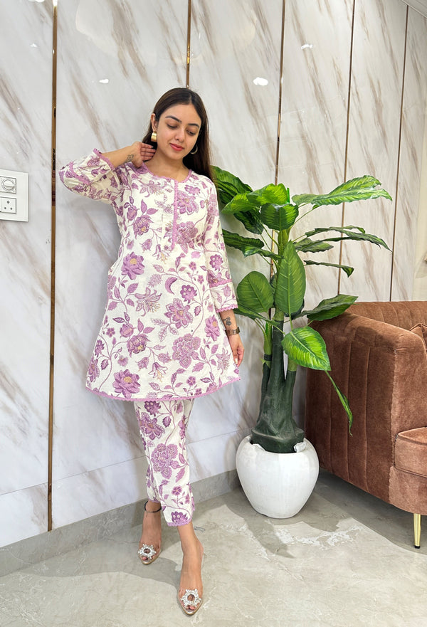 Tishya Lavender Blossom Co-ord Set