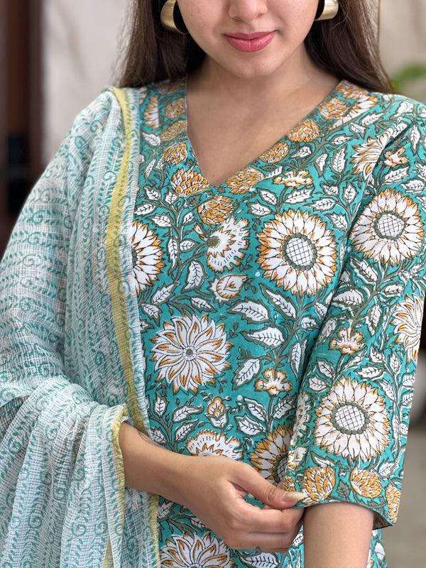 Anvaya Green Bloom Kurta Suit Set