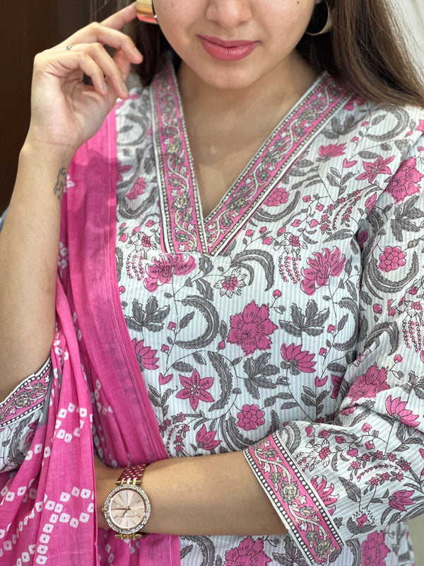 Mridvika Blush Grey Pink Kurta Suit Set