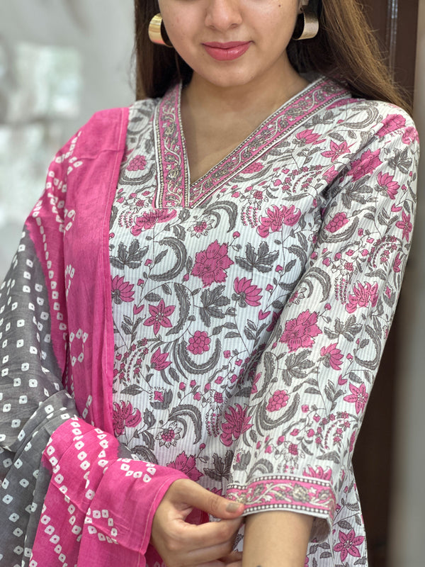 Mridvika Blush Grey Pink Kurta Suit Set