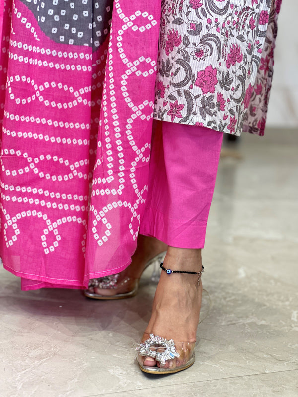 Mridvika Blush Grey Pink Kurta Suit Set