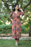 Kriti Rust Ajrak kurta pant